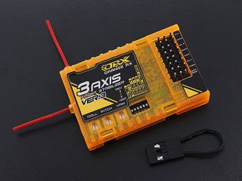 3-х осевой стабилизатор полета RX3S OrangeRX (поддержка V-tail/Delta/AUX) со встроенным 6-ти канальным приемником, совместимым с передатчиками OrangeRX Spektrum/JR DSM2 - WORLD-HOBBIES